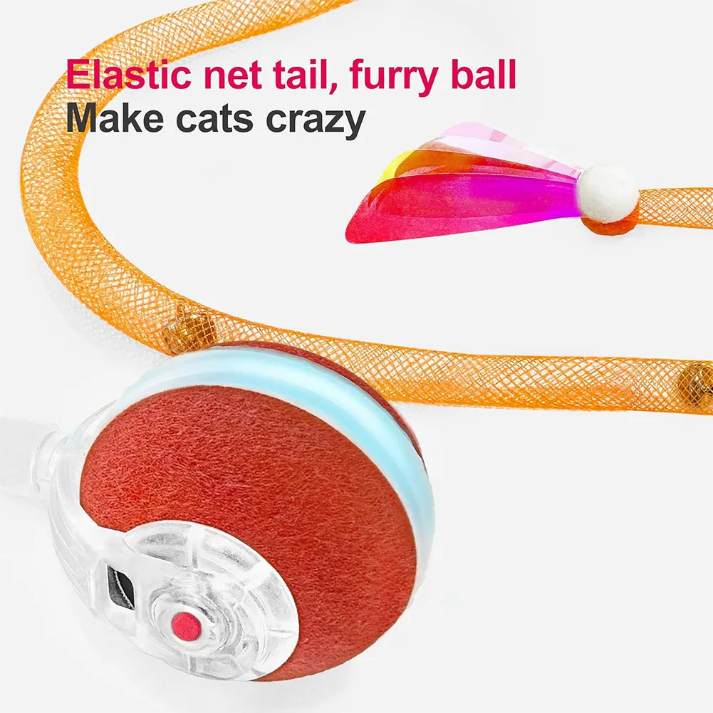 Interactive Cat Toys Ball with Elastic Mesh Tail