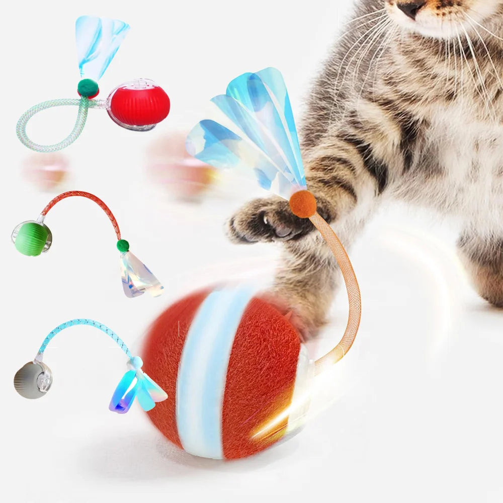 Interactive Cat Toys Ball with Elastic Mesh Tail