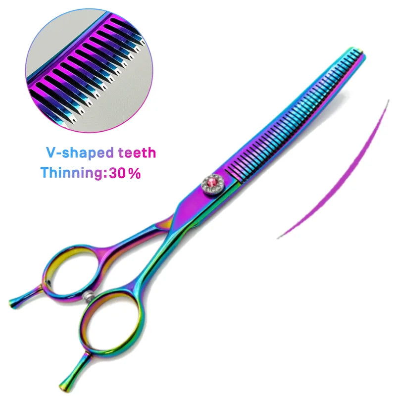 Colorful dog curved thinning shears