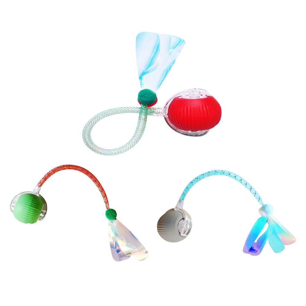 Interactive Cat Toys Ball with Elastic Mesh Tail