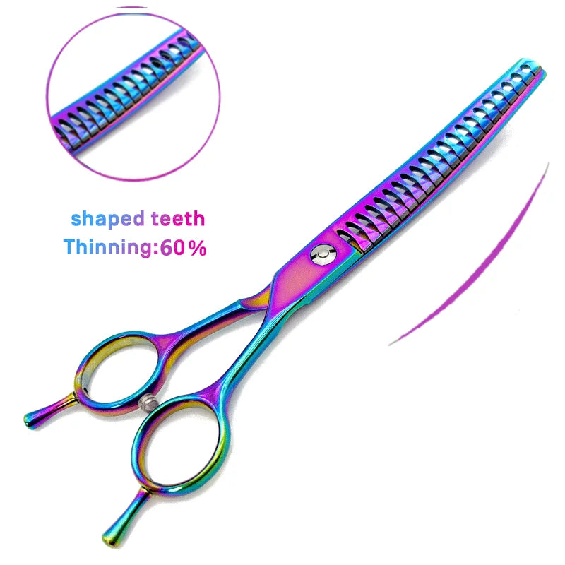 Colorful dog curved thinning shears