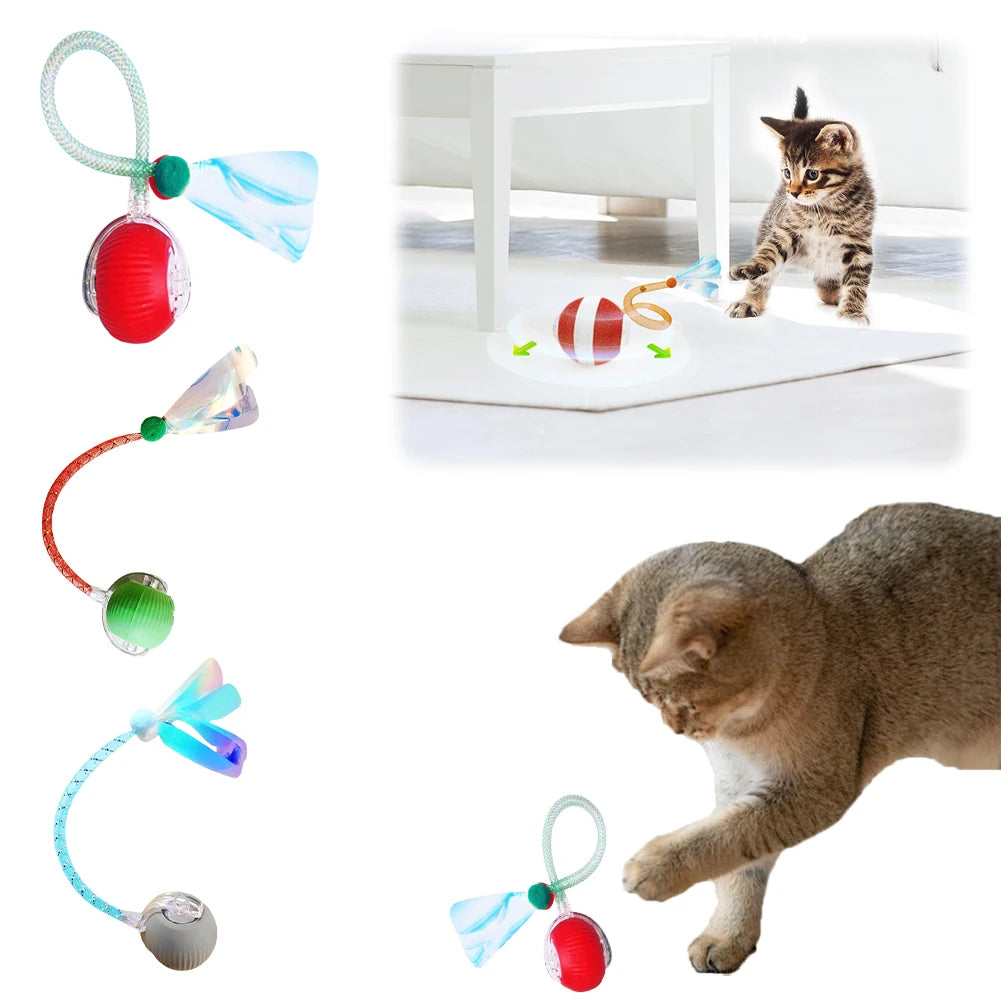 Interactive Cat Toys Ball with Elastic Mesh Tail