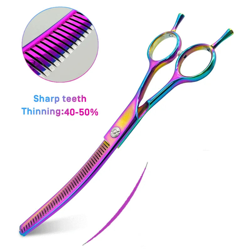 Colorful dog curved thinning shears