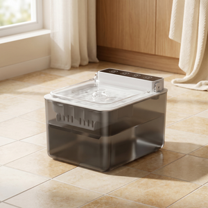Modern pet water fountain with quiet pump and large capacity, ideal for cats and dogs in cozy home settings