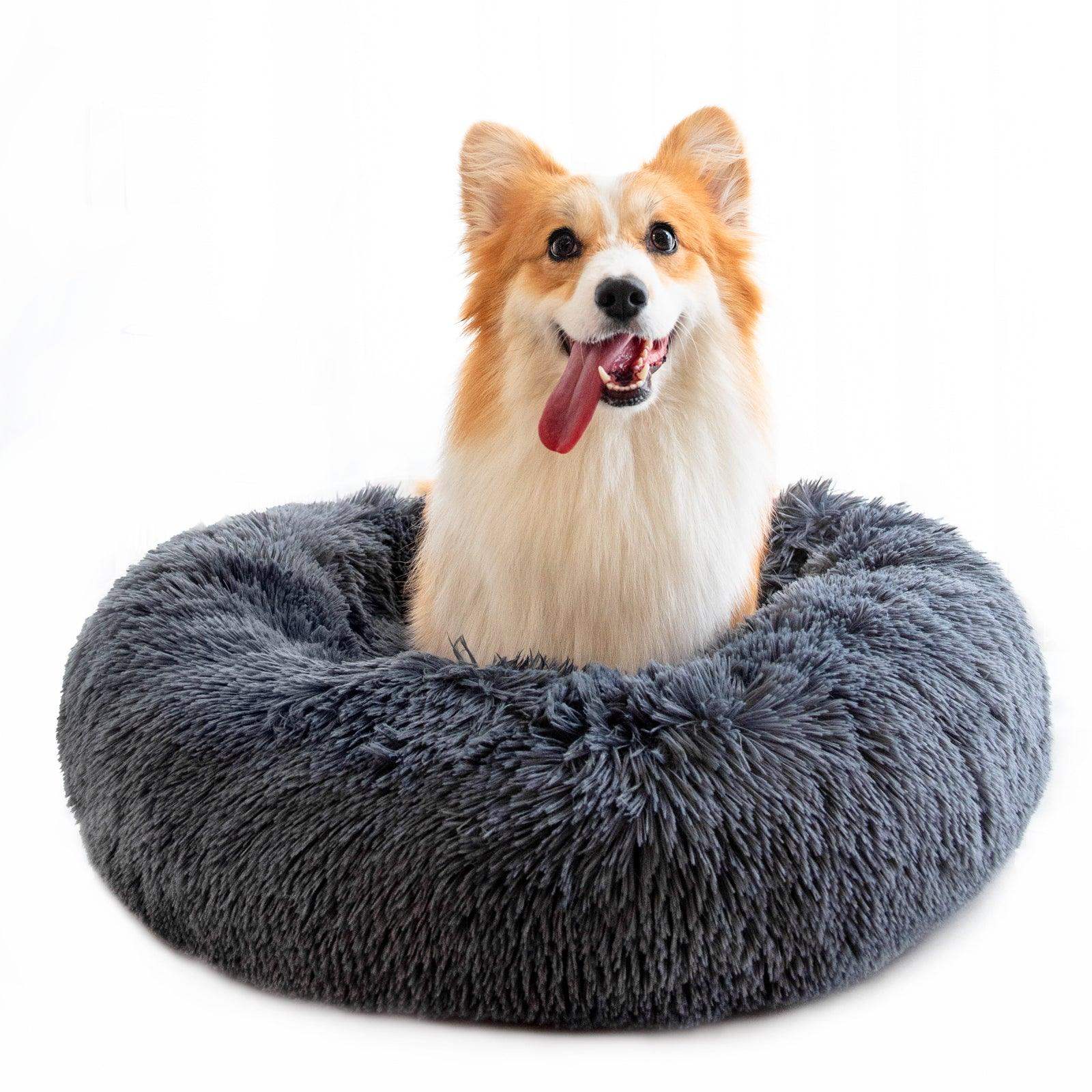 Plush faux-fur donut bed with soft raised sides for a small dog or cat to curl into — view 6