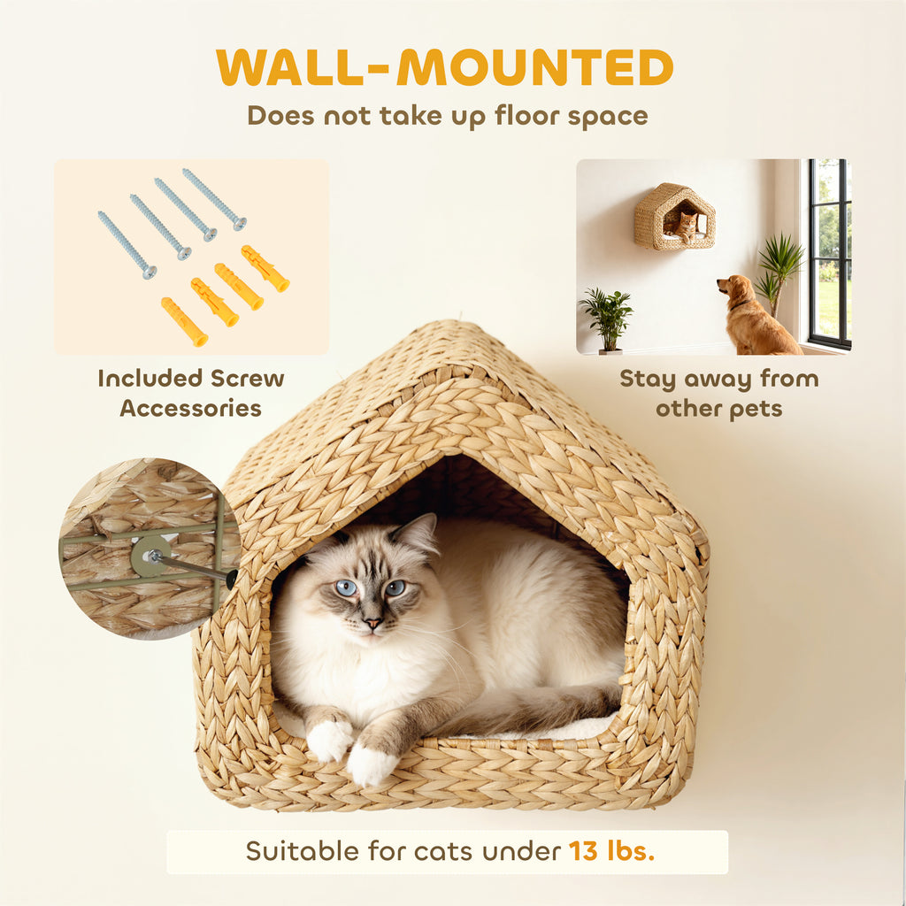 Wall-mounted cat house side entrance