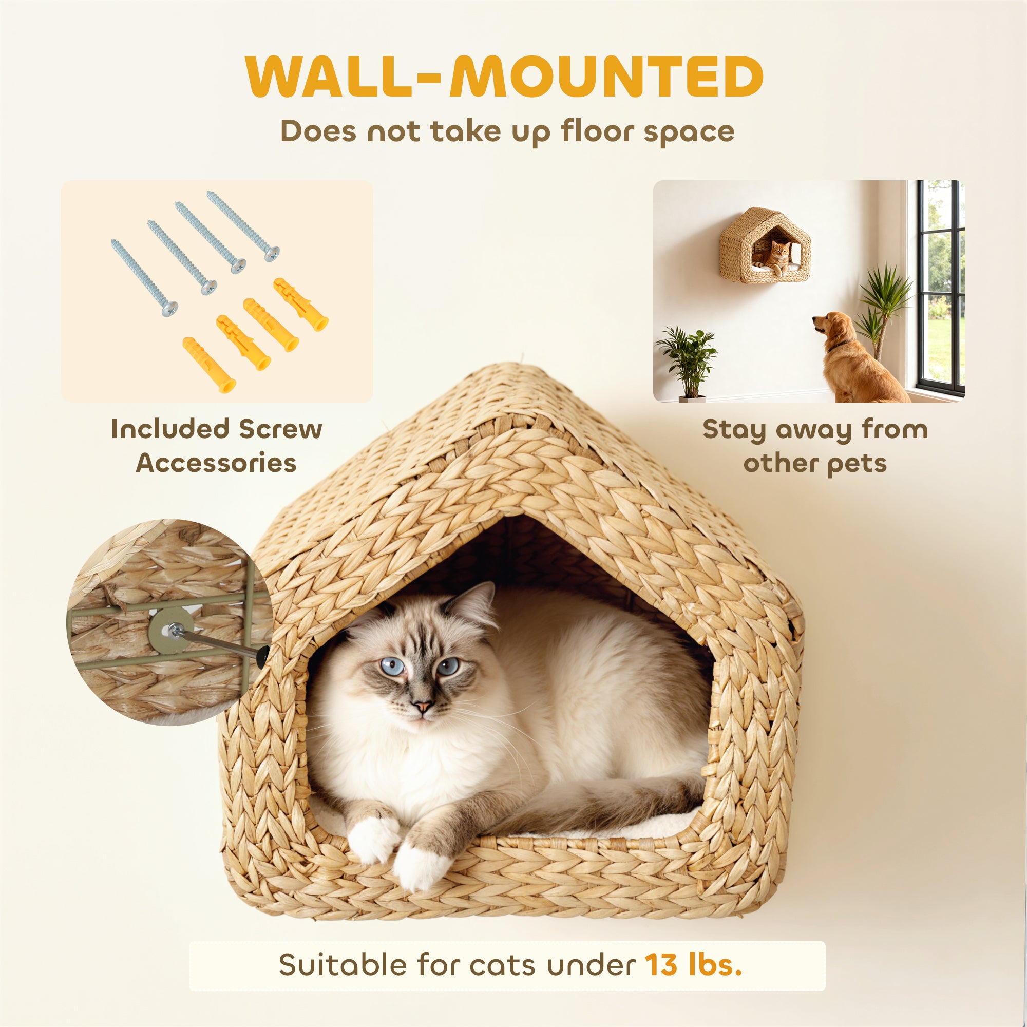 Wall-mounted cat house side entrance