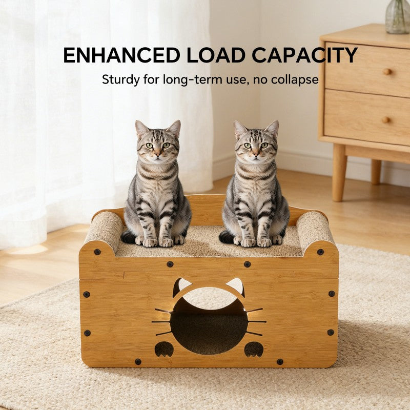 Whisker wooden cat scratcher lounge with a private nook — view 2