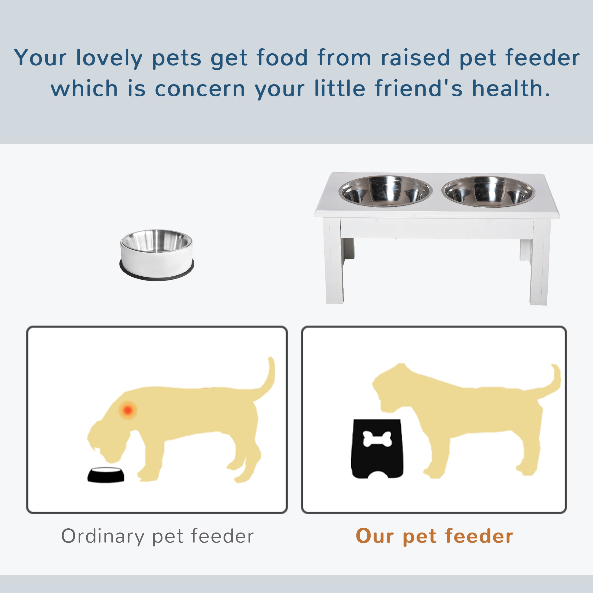 Elevated dog bowls detail