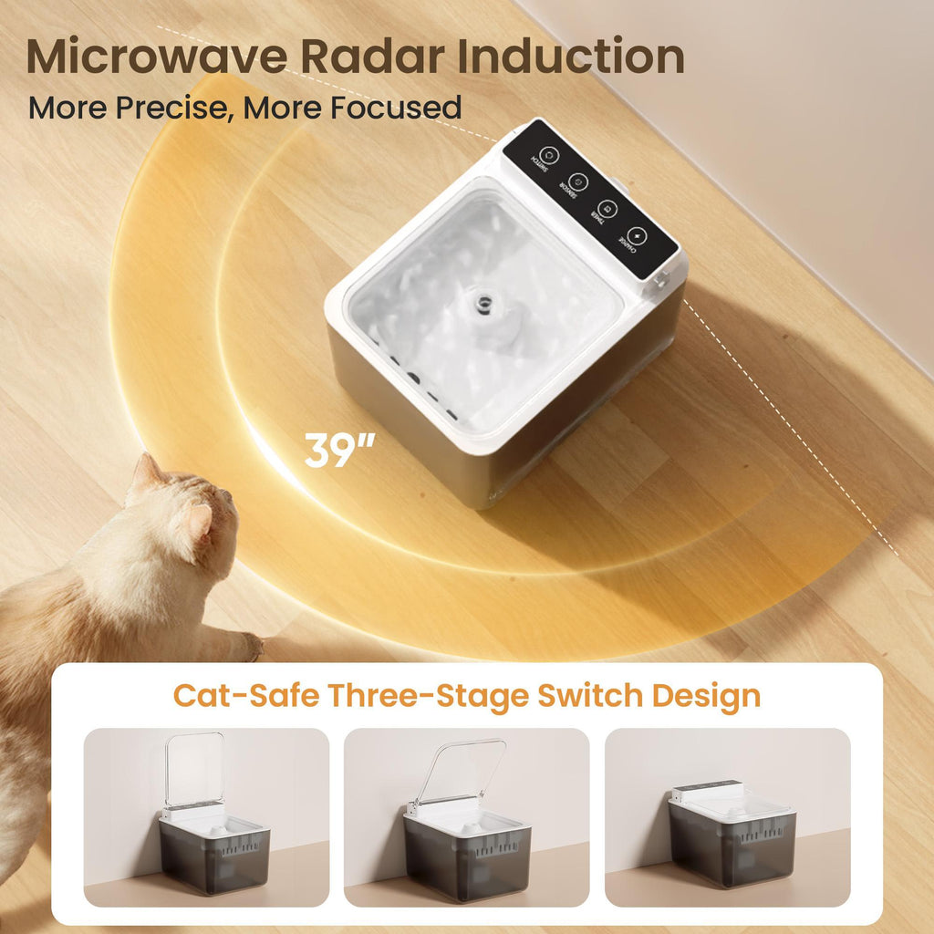Automatic sensing pet fountain with USB-C charging port