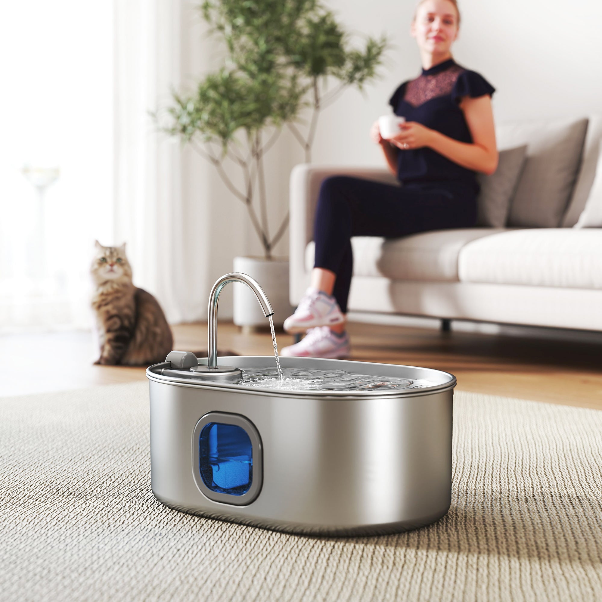 Pet water fountain front view