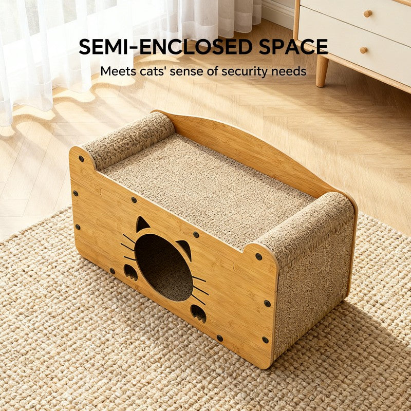 Whisker wooden cat scratcher lounge with a private nook — view 3