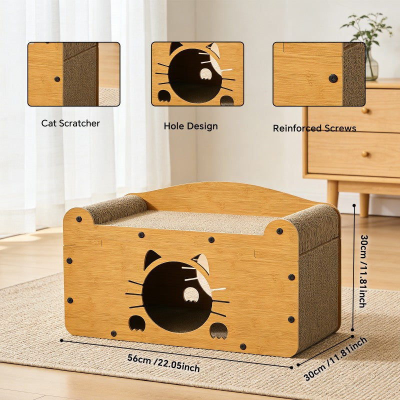 Whisker wooden cat scratcher lounge with a private nook — view 4
