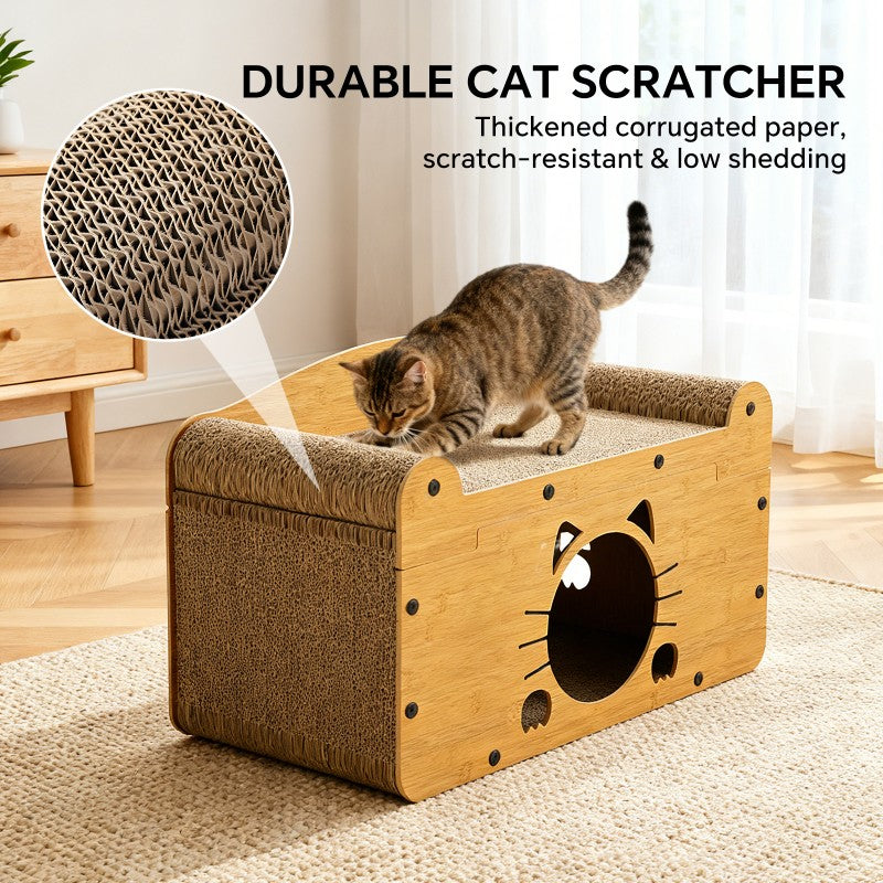 Whisker wooden cat scratcher lounge with a private nook — view 6