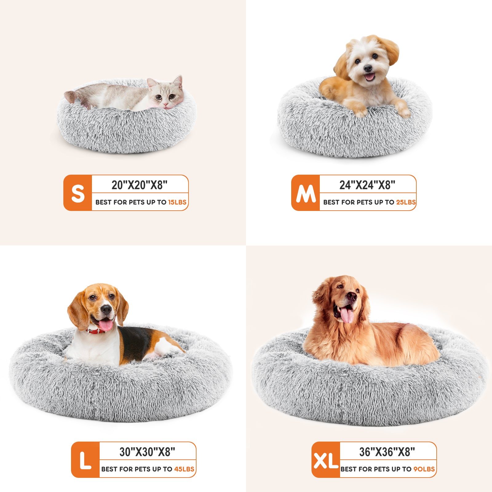 Plush faux-fur round cat bed with raised sides for a sense of security