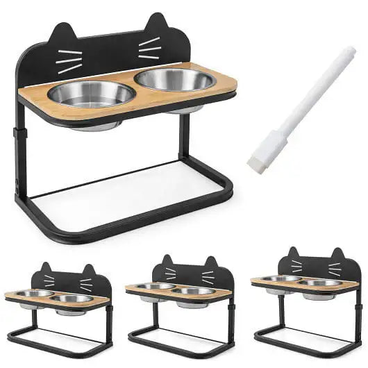 Raised feeder with two stainless steel bowls for cats and small dogs — view 5
