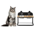 Raised feeder with two stainless steel bowls for cats and small dogs