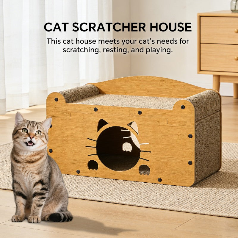 Whisker wooden cat scratcher lounge with a private nook — view 5