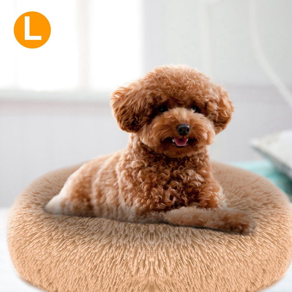 Cozy fleece nest bed with a raised rim for a dog or cat — view 11