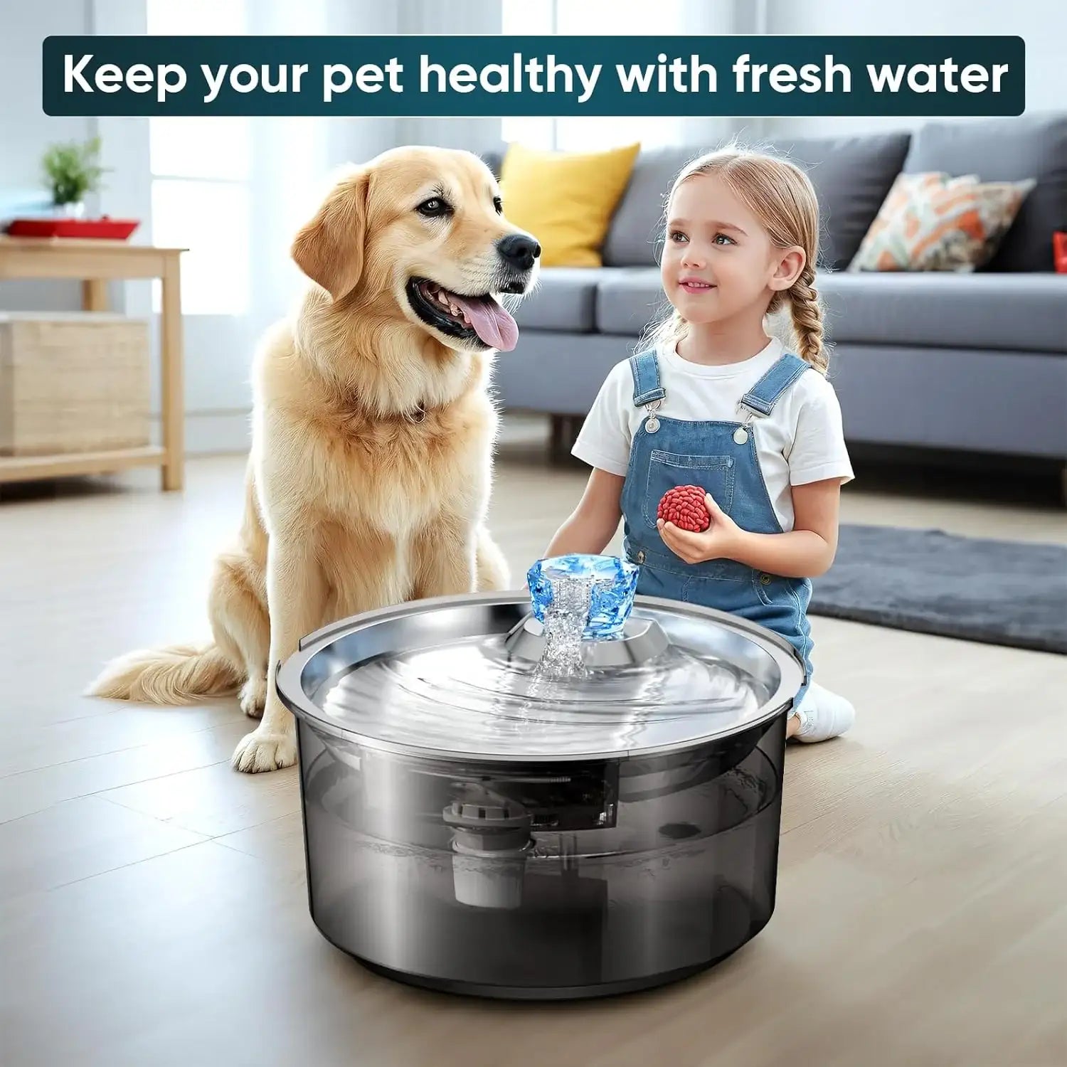 Large 10-litre automatic pet water fountain for homes with multiple dogs and cats — view 2