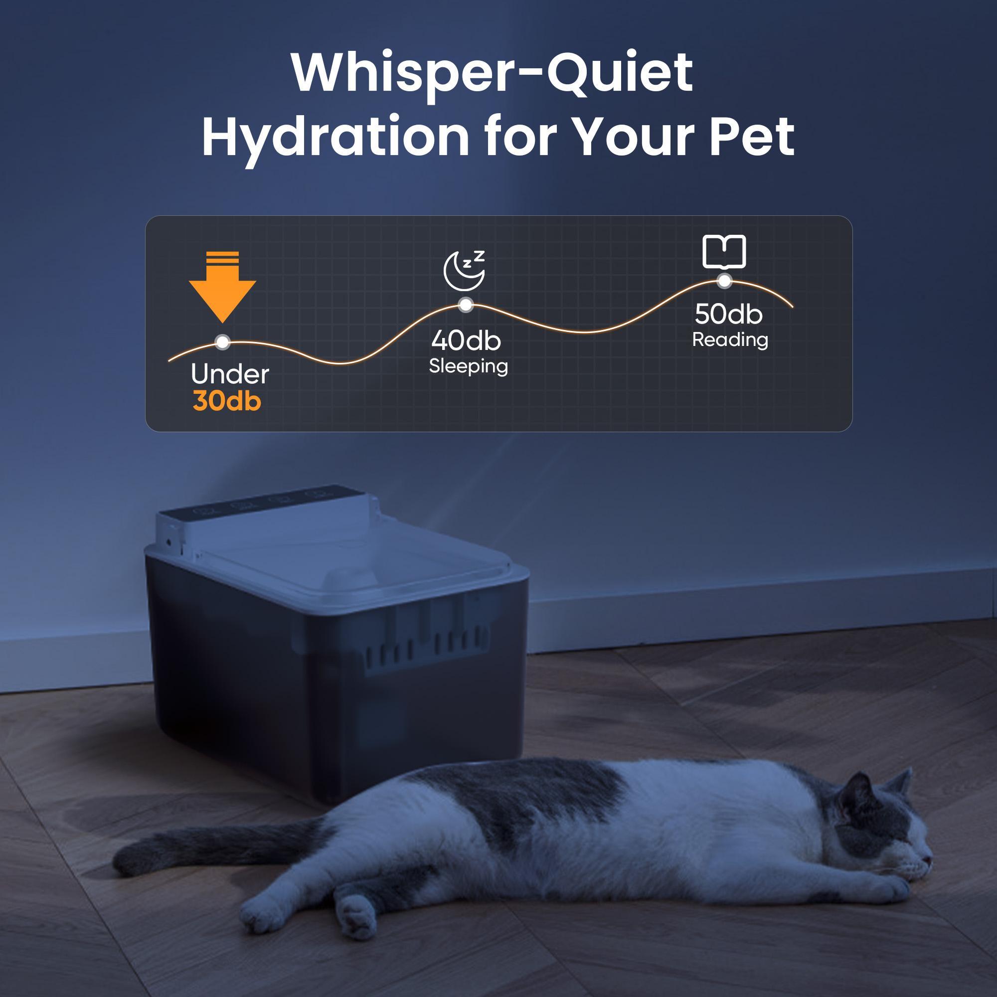 Motion-sensing pet fountain that starts flowing when a cat or dog comes close — view 2