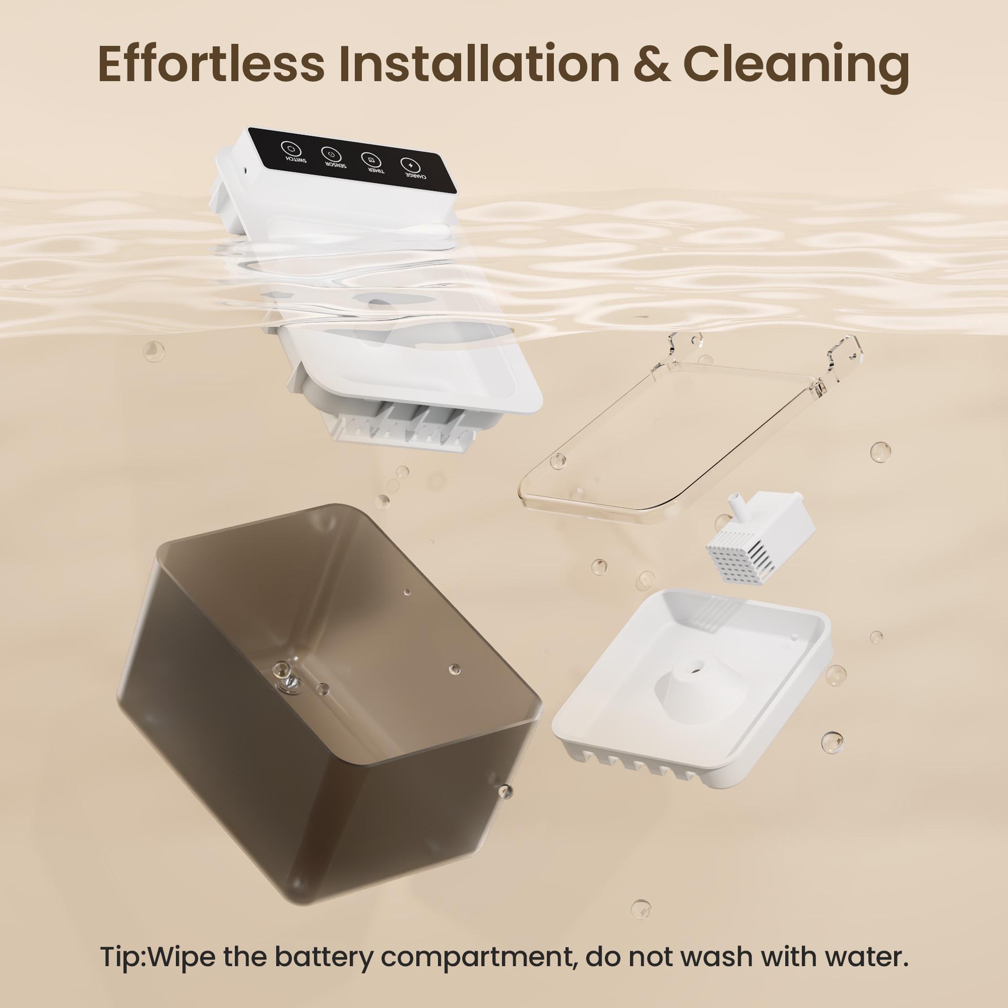 Motion-sensing pet fountain that starts flowing when a cat or dog comes close — view 3