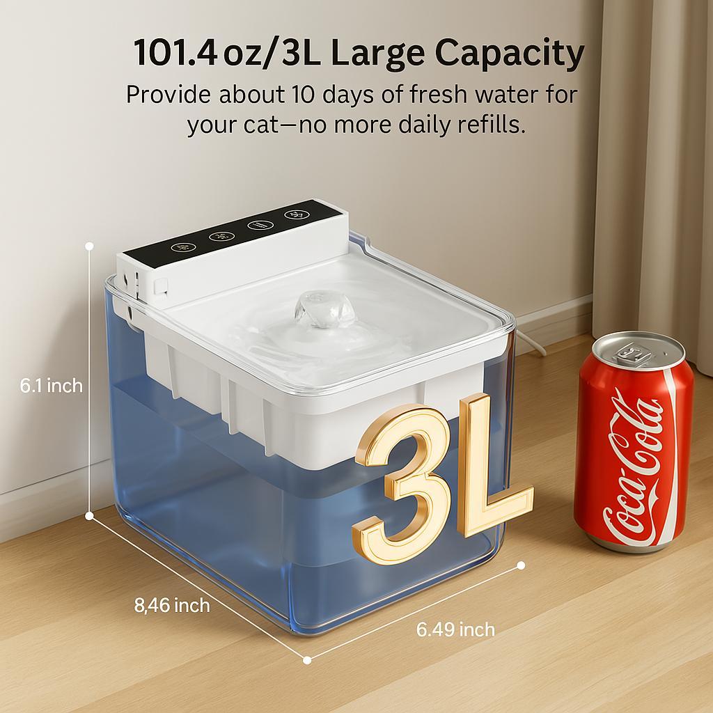 Cat drinking from automatic sensing pet water fountain
