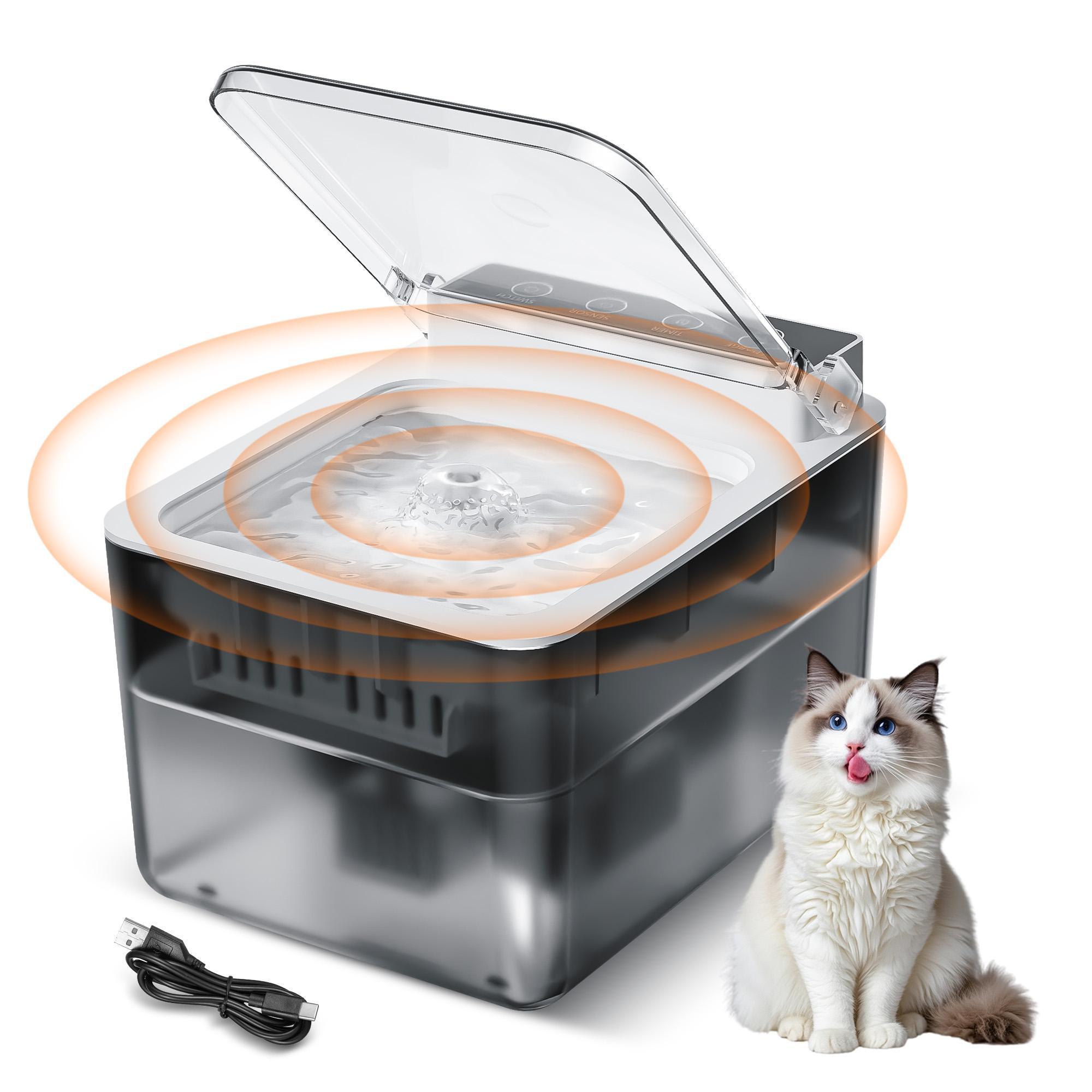 Motion-sensing pet fountain that starts flowing when a cat or dog comes close — view 4