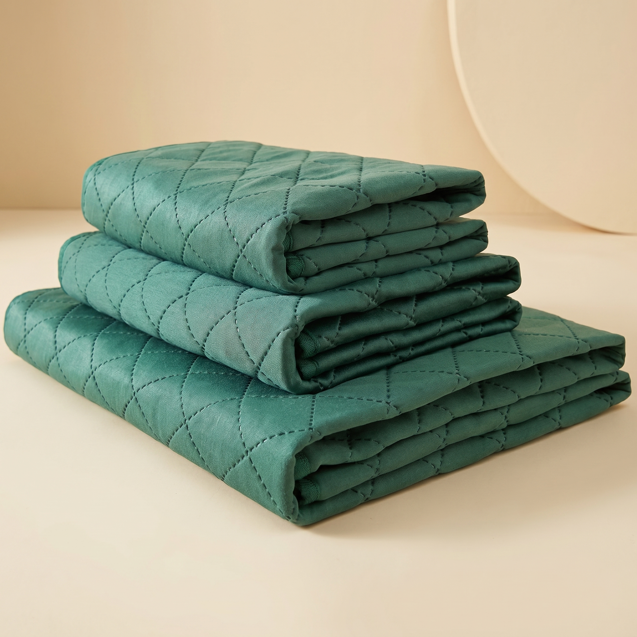Folded teal quilted pet cooling mat for cats and dogs, cozy comfort for pets