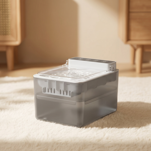 Modern pet water fountain with quiet pump and clear reservoir for cats and dogs